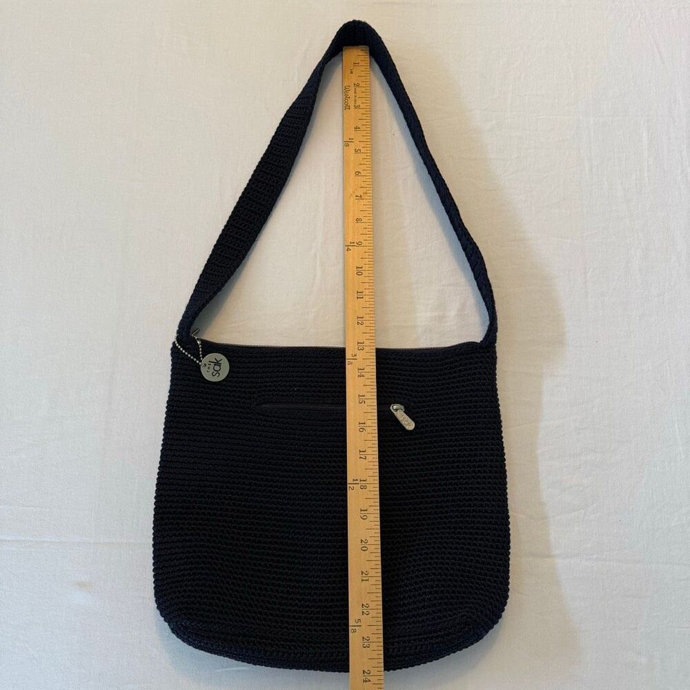The Sak Navy Blue Crochet Shoulder Bag | Knit Hobo Purse | Zipper Closure - Picture 5 of 12